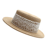 Flat top hat women's summer vacation series wide brim straw hat travel sun protection UV protection sun hat