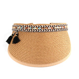 Summer ladies fashion empty top hat outdoor sun hat leak top sun straw hat custom topless peaked cap