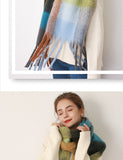 Mohair scarf for women in autumn and winter warm scarf thickened cashmere like check scarf