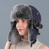 Men's and women's winter outdoor rex rabbit fur hat cold-proof ski hat thickened warm cotton hat