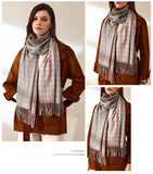 100% Cashmere Winter Fall Fashion Check Made Soft Wool Tartan Plaid Gift for Women