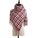 Warm autumn and winter soft scarf plaid-red