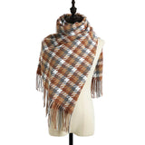 Warm autumn and winter soft scarf plaid-khaki