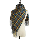 Warm autumn and winter soft scarf plaid-yellow