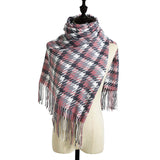 Warm autumn and winter soft scarf plaid-pink