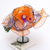 Texture organza sun protection sun hat fashion crystal flower fashion hat women summer