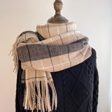 Plaid scarf women's autumn and winter all-match British classic imitation cashmere dual-purpose scarf shawl