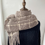 Plaid scarf women's autumn and winter imitation cashmere all-match retro scarf mid-length warm shawl