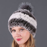 Autumn and winter ladies fur hat Rex rabbit fur warm fox fur ball cap ball cap