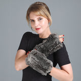 Autumn and winter fur warm fashion gloves Women's rabbit hair half finger leaky finger gloves