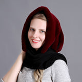 Women's Rex Rabbit Silk Scarf Hat Scarf Fashion Warmth Pendant Decoration