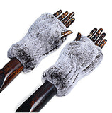 Women's fingerless gloves half finger thickened double-sided Rex rabbit hair thickened bicycle windproof