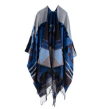 Bohemian fringed long cloak thick imitation cashmere autumn and winter travel slit shawl