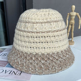 Ladies autumn and winter bucket hat all-match wool hat Western style knitted stitching warm basin hat