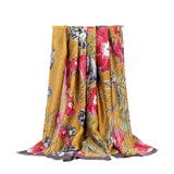 Rectangular edge large flower print ladies scarf fashion all-match trend turban shawl