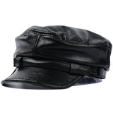 First layer cowhide men's outdoor leather hat Winter beret production warm earmuffs Leather women's hat (size: 56-60cm)