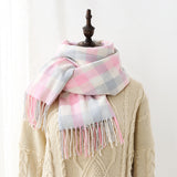 Plaid scarf women's imitation cashmere tassel shawl thickened warm scarf