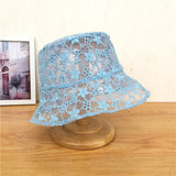 Women's summer lace flower sun hat fisherman hat hollow shape pot hat