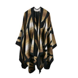 Women's camouflage gradient imitation cashmere split lengthened thickened cape cape