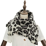 Large rectangular classic leopard print warm scarf Women's imitation cashmere fleece shawl