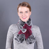 Rex rabbit fur scarf neck women's winter wild fur scarf woven thick warm wool