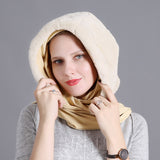 Women's Rex Rabbit Silk Scarf Hat Scarf Fashion Warmth Pendant Decoration