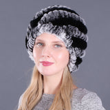 Women's autumn and winter rex rabbit fur pineapple hat Korean women's fur hat ear protector