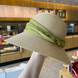 Big brim straw hat women's summer sun protection wide brim sun hat UV protection strap sun hat beach hat