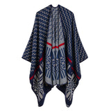 Women's cross wavy pattern geometry classic cashmere shawl with enlarged and thickened cloak street