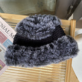 Ladies handmade crochet thick thread stitching wool fisherman hat autumn and winter thickened warm knitted hat