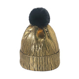 Autumn and winter bronzing wool hat colorful metal hip-hop street wool ball knitted hat for men and women