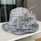 Lace sun hat temperament elegant pearl flower fisherman hat ladies summer breathable sun protection sun hat