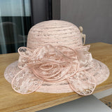 Summer Lace Flower Pot Hat Women's Mesh Breathable Sun Hat Vacation Multifunctional Beach Hat