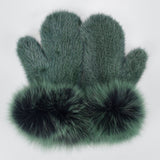 Mink braided gloves lanyard hanging neck mittens elastic female gloves cute fox fur mink fur gloves