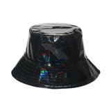 Metal PU fisherman hat fashion hip-hop street gold and silver pot cap men and women stage performance cap