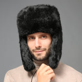 Male winter fur hat thickened rabbit hair outdoor warm ear protection cotton hat