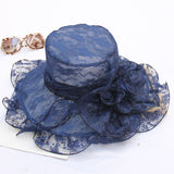 Texture foldable spring and summer lace flower sun hat fashion breathable mesh hat outdoor