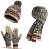 Winter new knitted scarf warm wool three hats, scarves and gloves