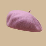 Autumn Winter Vintage Women's Wool Beret French Style Solid Color Large Diameter Wool Painter Hat