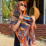 Summer simulation silk printing fortune tree scarf temperament female all-match sunscreen silk scarf tulle large shawl
