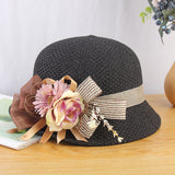 Temperament big flower hat summer breathable knitted ladies outdoor all-match sunscreen sun hat