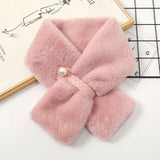 Autumn and winter pearl wool scarf girls cross hair collar warm imitation rabbit hair scarf