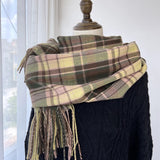 Plaid scarf women's autumn and winter fashion warm imitation cashmere scarf mid-length fringed shawl