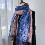 Scarf European and American print imitation cashmere shawl dual-use women's warm tassel scarf