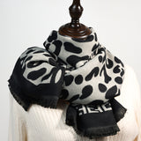 Women's Autumn and Winter Leopard Print Patchwork Scarf Sweet Imitation Cashmere Fashion Shawl