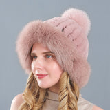 Rex rabbit fur hat women autumn and winter warm ear protection hat beanie hat
