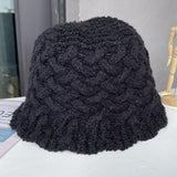 Color-blocking simple bucket hat women's autumn and winter warm and casual all-match wool fisherman basin hat knitted hat