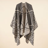 Women's leopard print spell stripe fashion warm office blanket shawl split