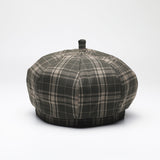 Vintage checked wool beret black and white checked pumpkin hat
