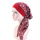 Ladies Elastic Hairband Bandana Hat Country Style Breathable Cotton Chemotherapy Hat Pirate Hat